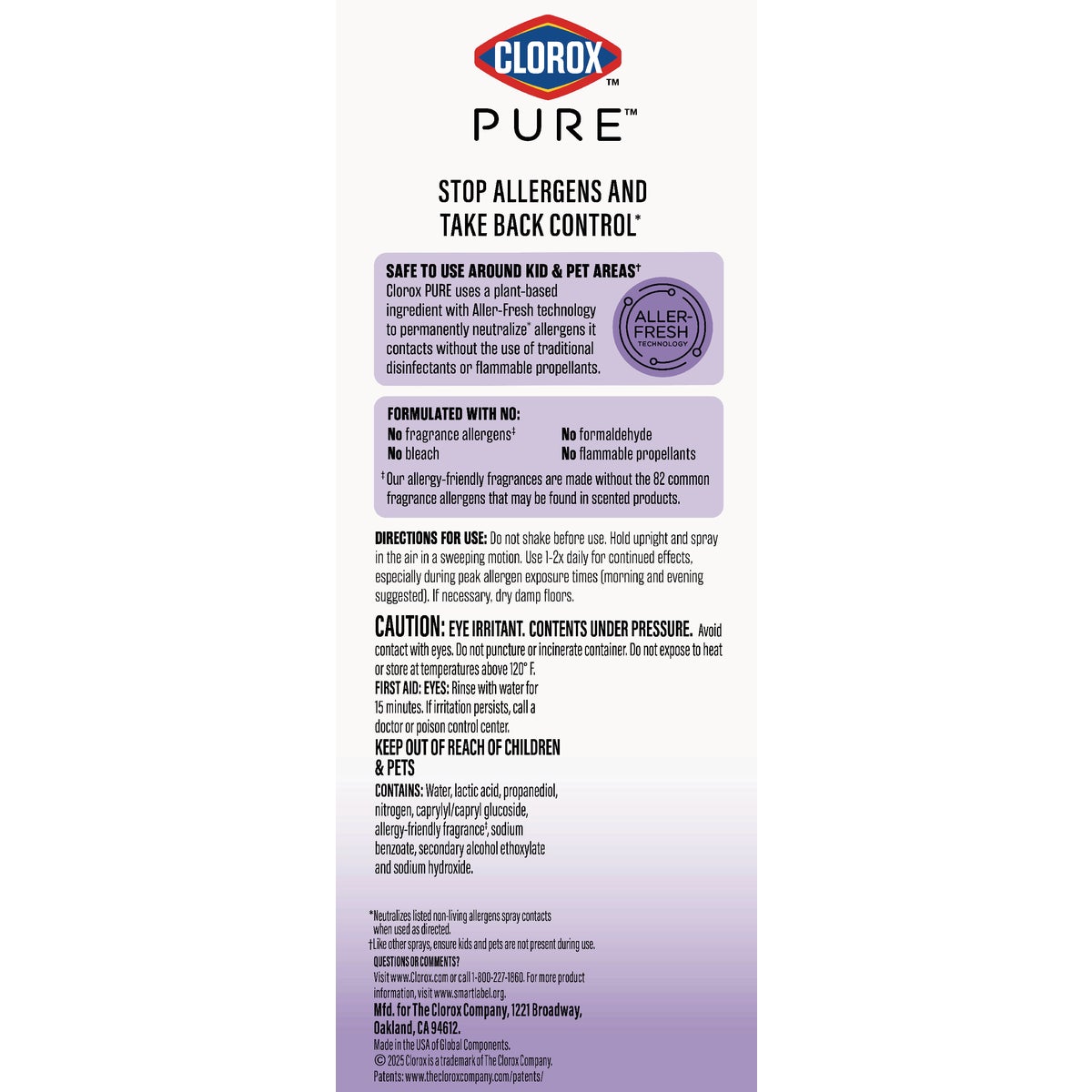 Clorox 8 Oz. PURE Allergen Neutralizer Daily Air Sanitizer Spray, Nighttime Calm Image 3