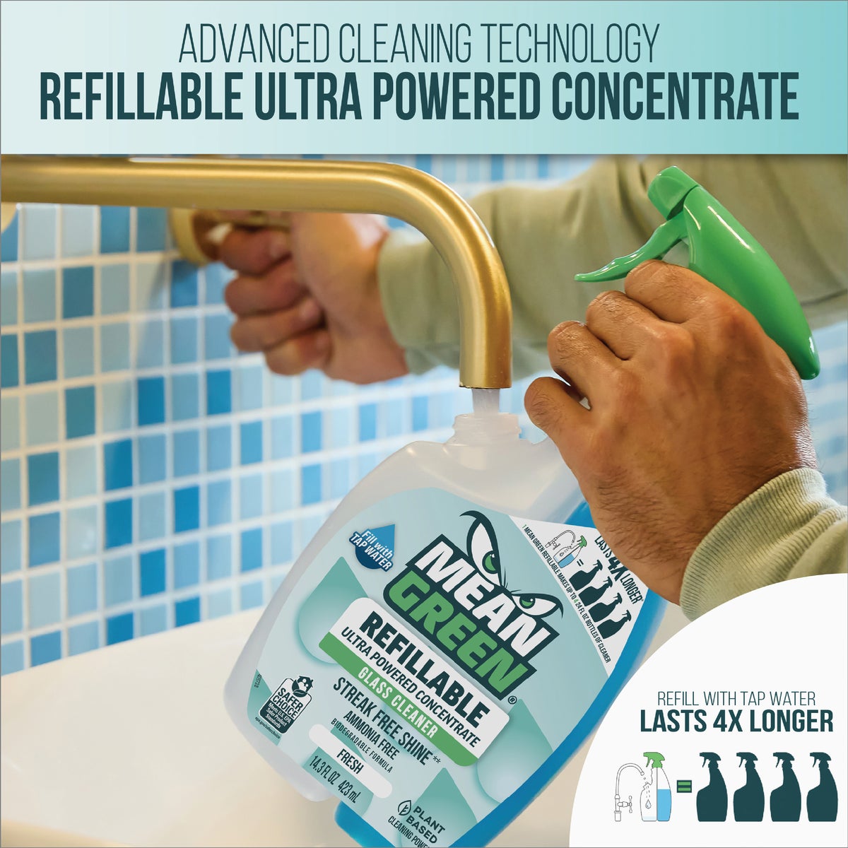 Mean Green 28 Oz. Fresh Refillable Glass Cleaner Image 2