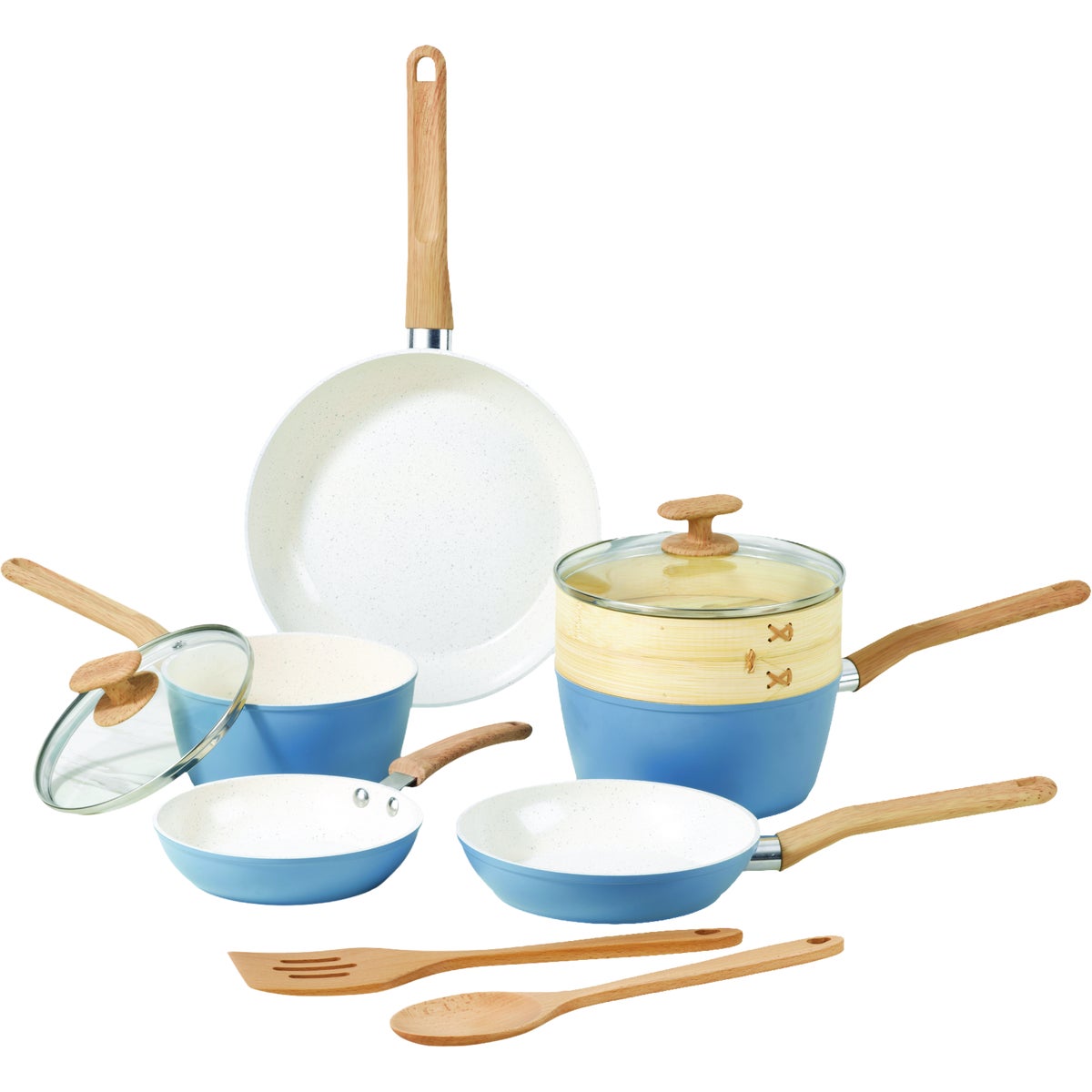 Goodcook Healthy Ceramic Titanium-Infused Cookware Set with Tools (10-Piece)