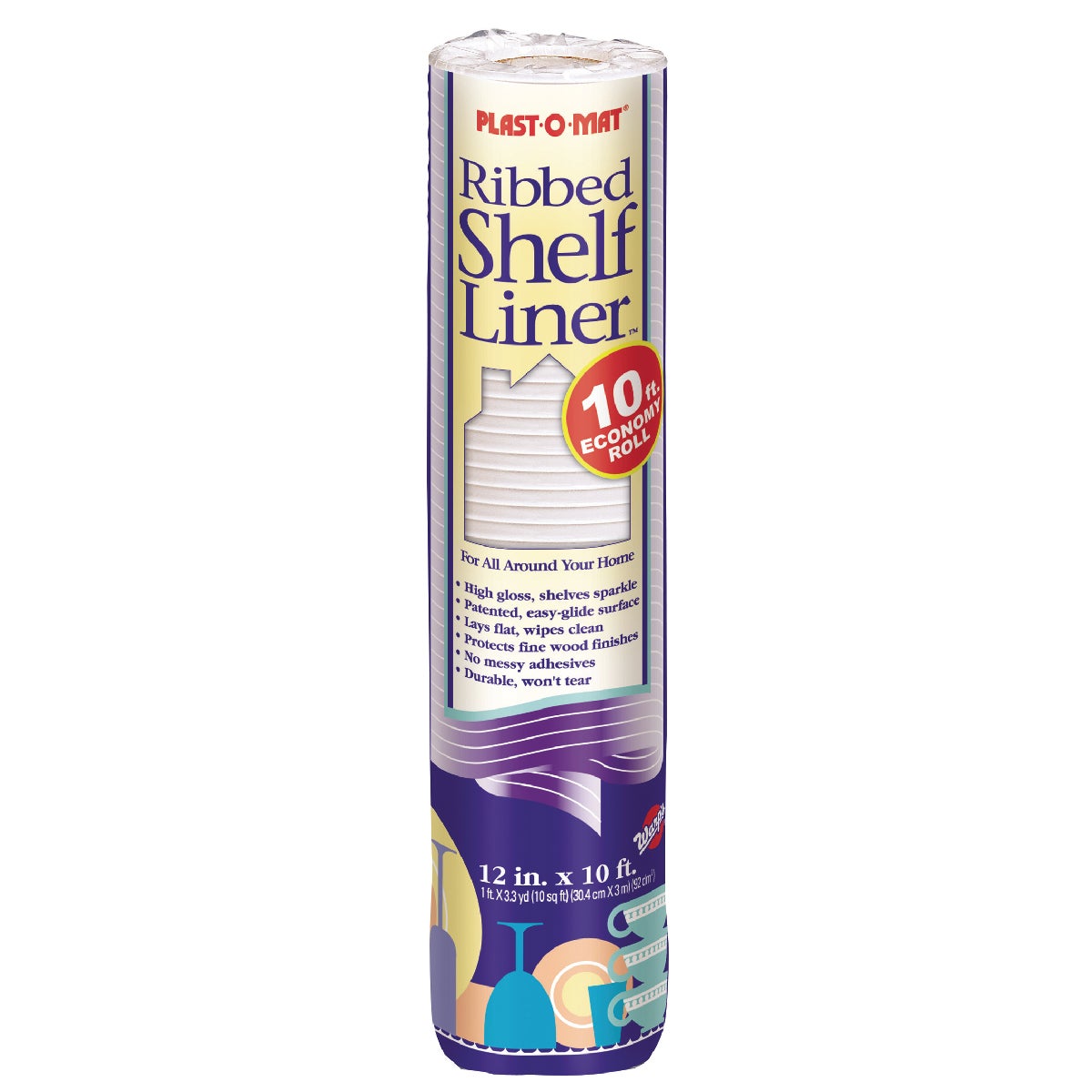 Warp's Plast-O-Mat 12 In. x 10 Ft. Clear Ribbed Non-Adhesive Shelf Liner
