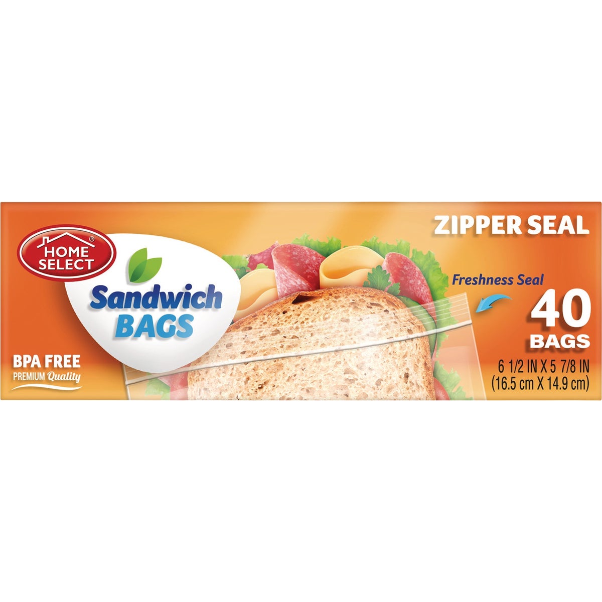 Home Select Zipper Sandwich Food Storage Bag (40-Count)