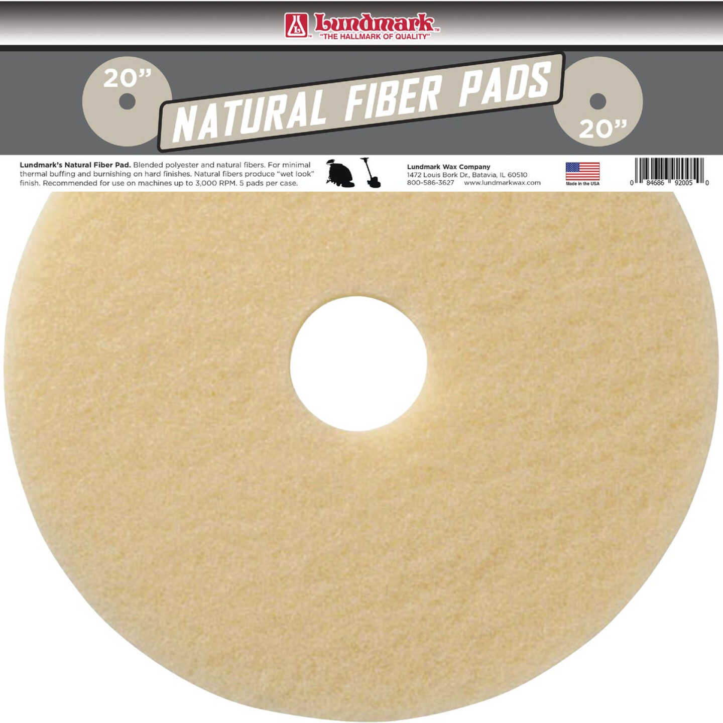 Lundmark 20 In. Natural Hair & Synthetic Fiber Buffing Pad (5-Pack) Image 1