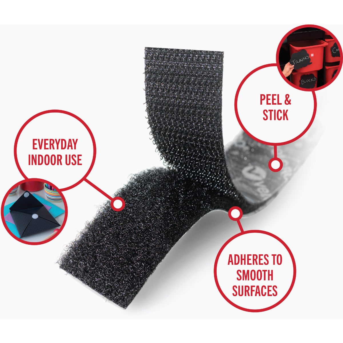 VELCRO Brand 3/4 In. x 15 Ft. Black Sticky Back Reclosable Hook & Loop Roll Image 3