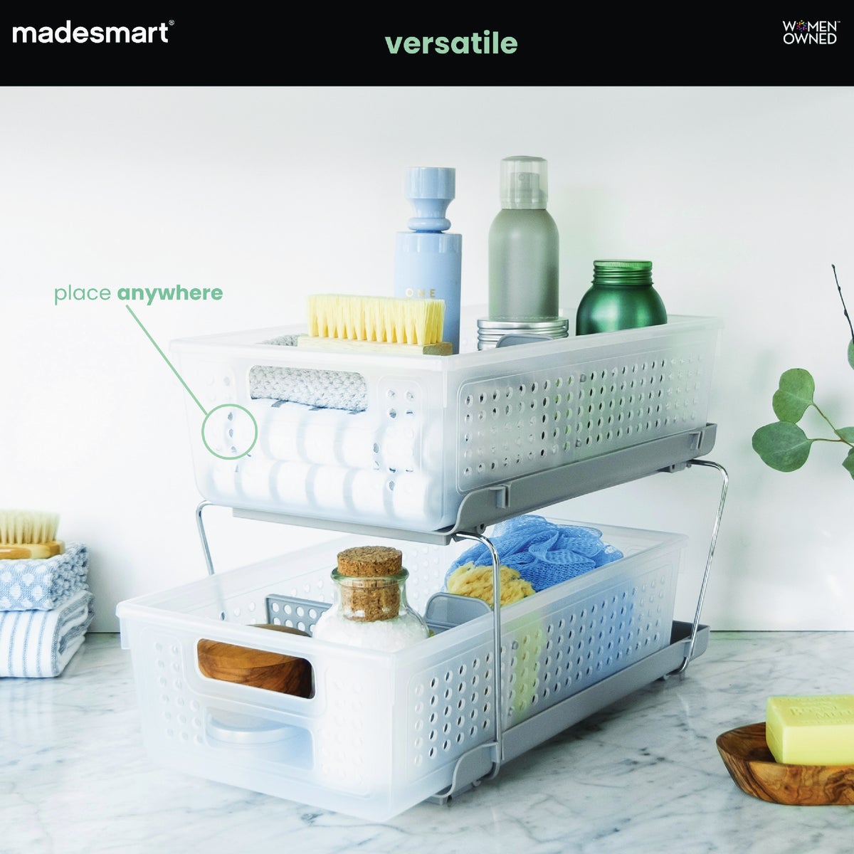 MadeSmart Two Tier Pull Out Organizer, Frost Image 2