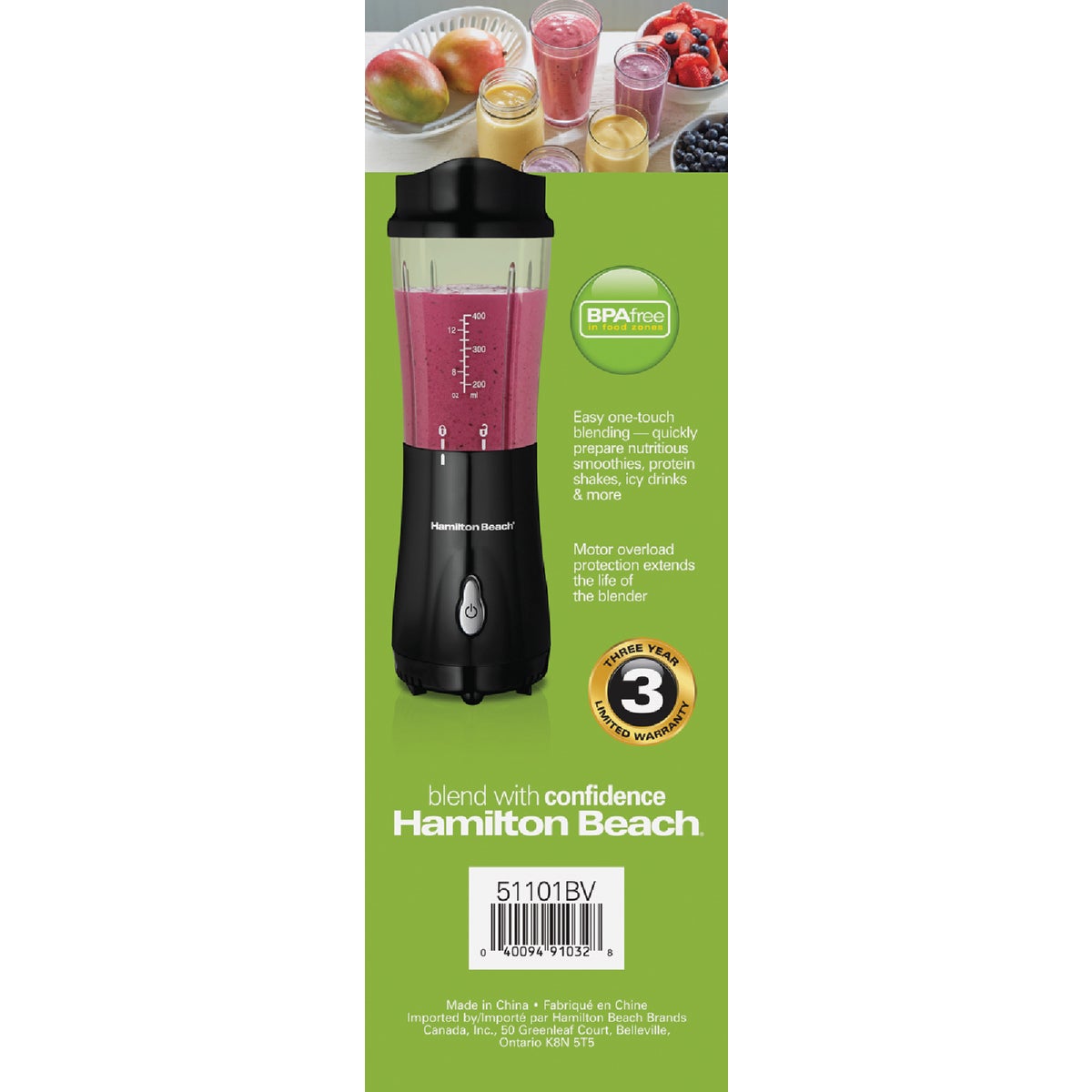 Hamilton Beach 14 Oz. Black Personal Blender with Travel Lid Image 4