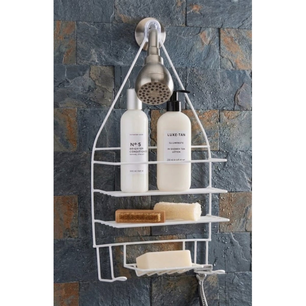 Moda At Home Neat & Tidy White Wire Shower Caddy Image 2