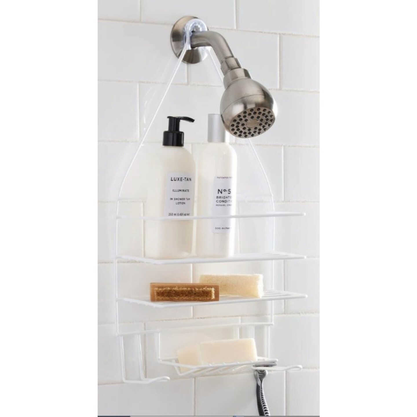 Moda At Home Neat & Tidy White Wire Shower Caddy Image 1
