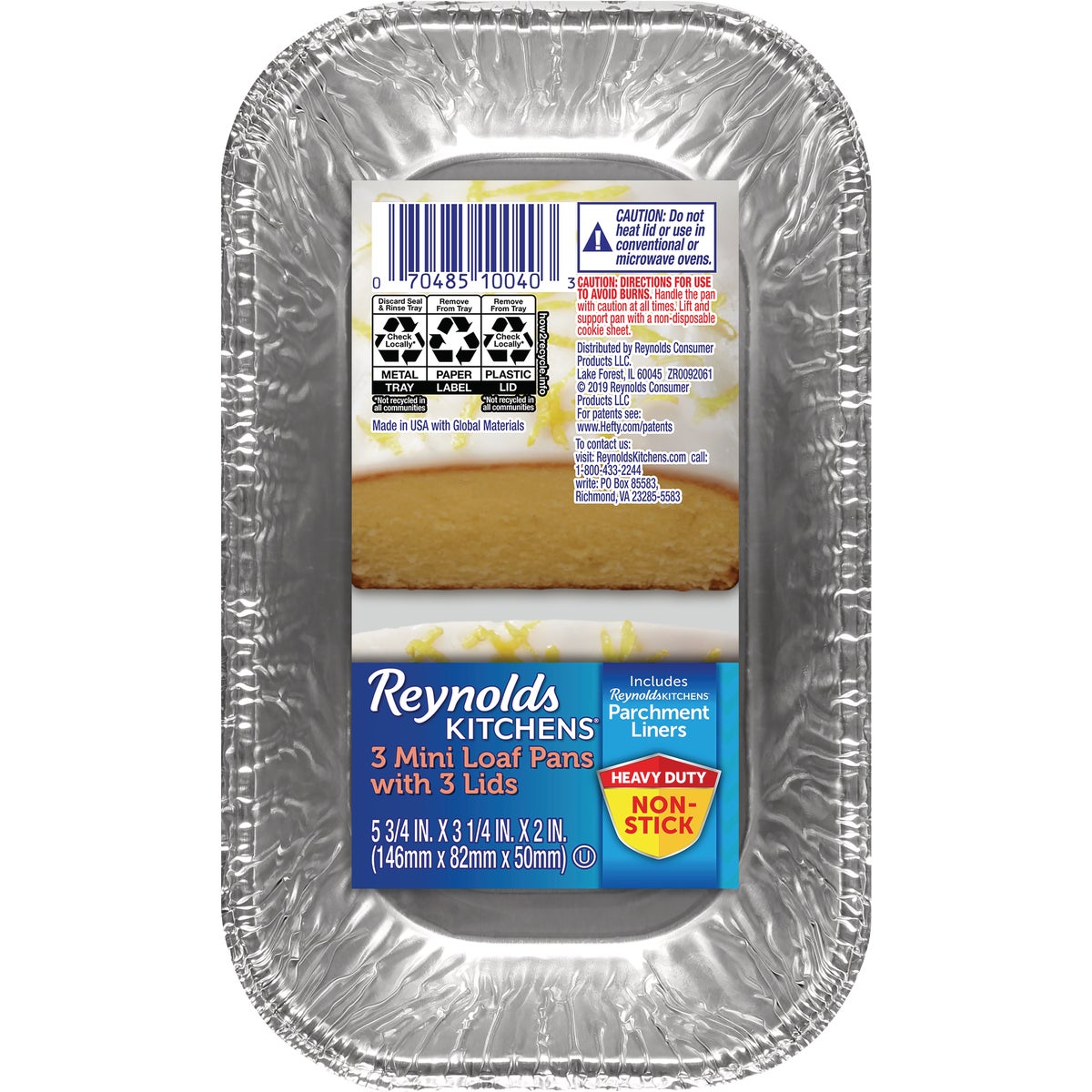 Reynolds Foil Mini Loaf Pan with Lid (3-Pack)