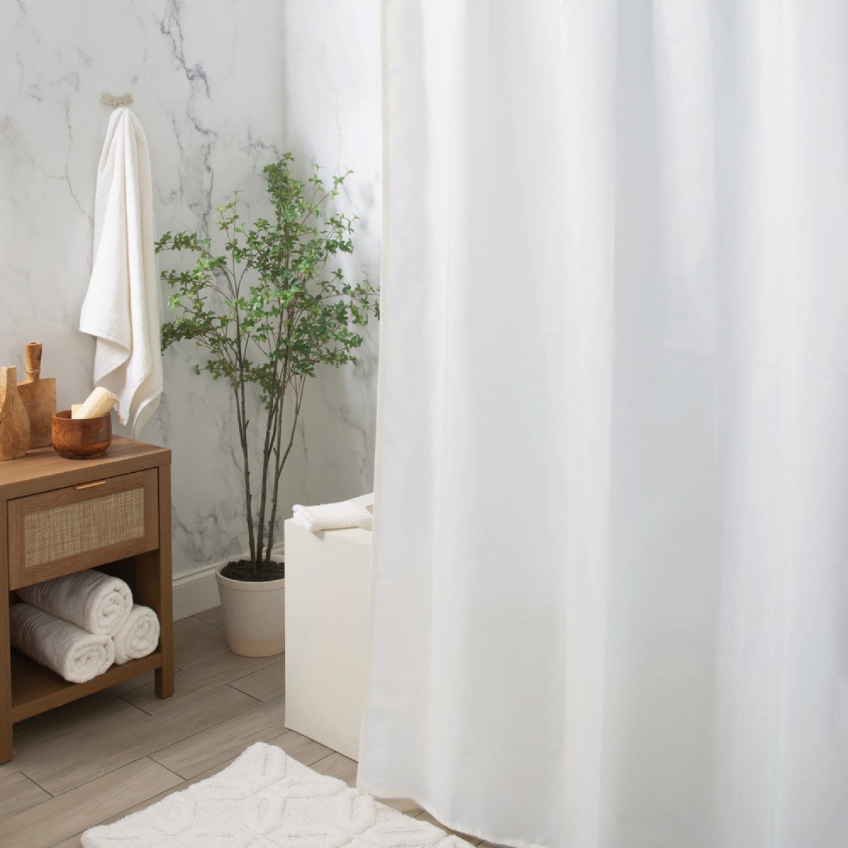 Moda At Home 71 In. x 71 In. White Prime Shower Curtain Liner Image 3