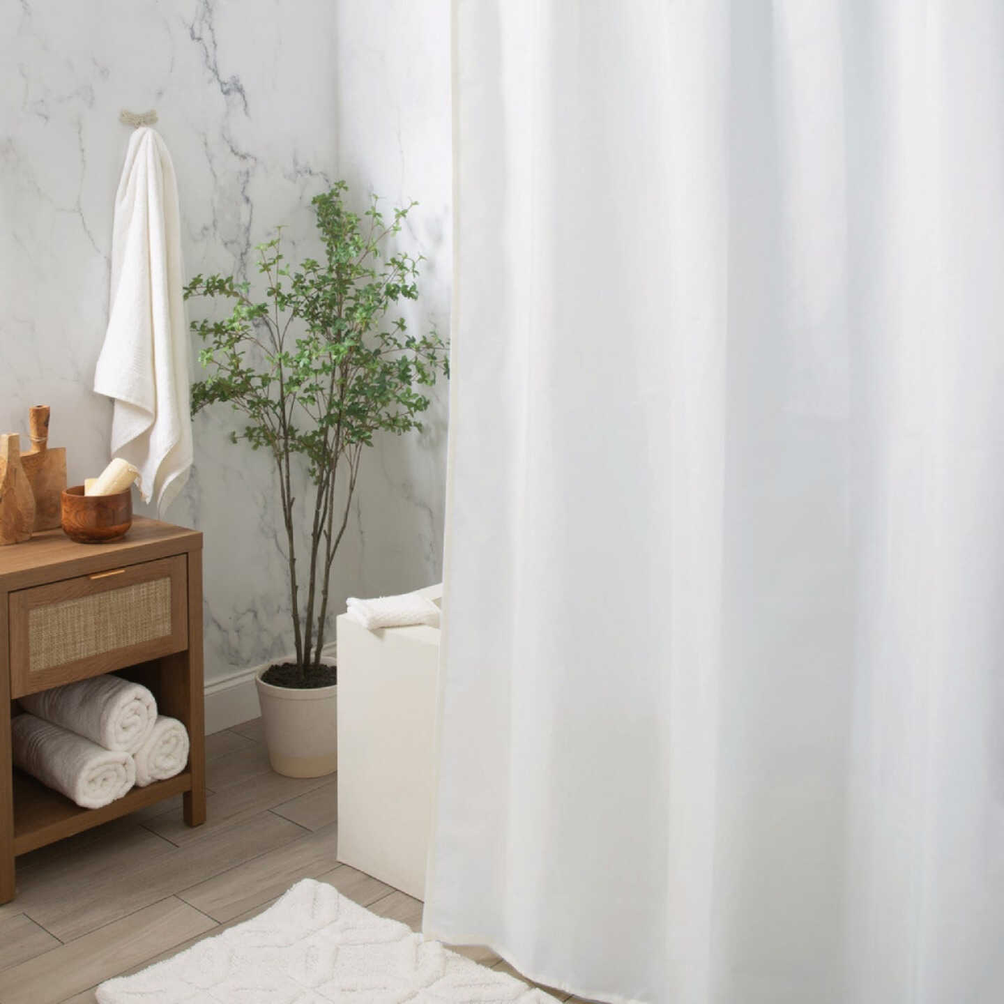 Moda At Home 71 In. x 71 In. White Prime Shower Curtain Liner Image 3