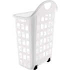 United Solutions 2 Bushel White Rolling Hamper Image 1