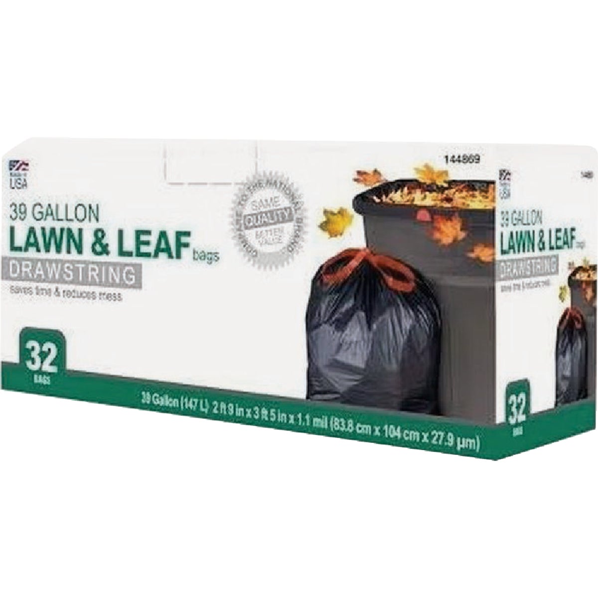 Berry 39 Gal. Black Lawn & Leaf Drawstring Trash Bags (32-Count)
