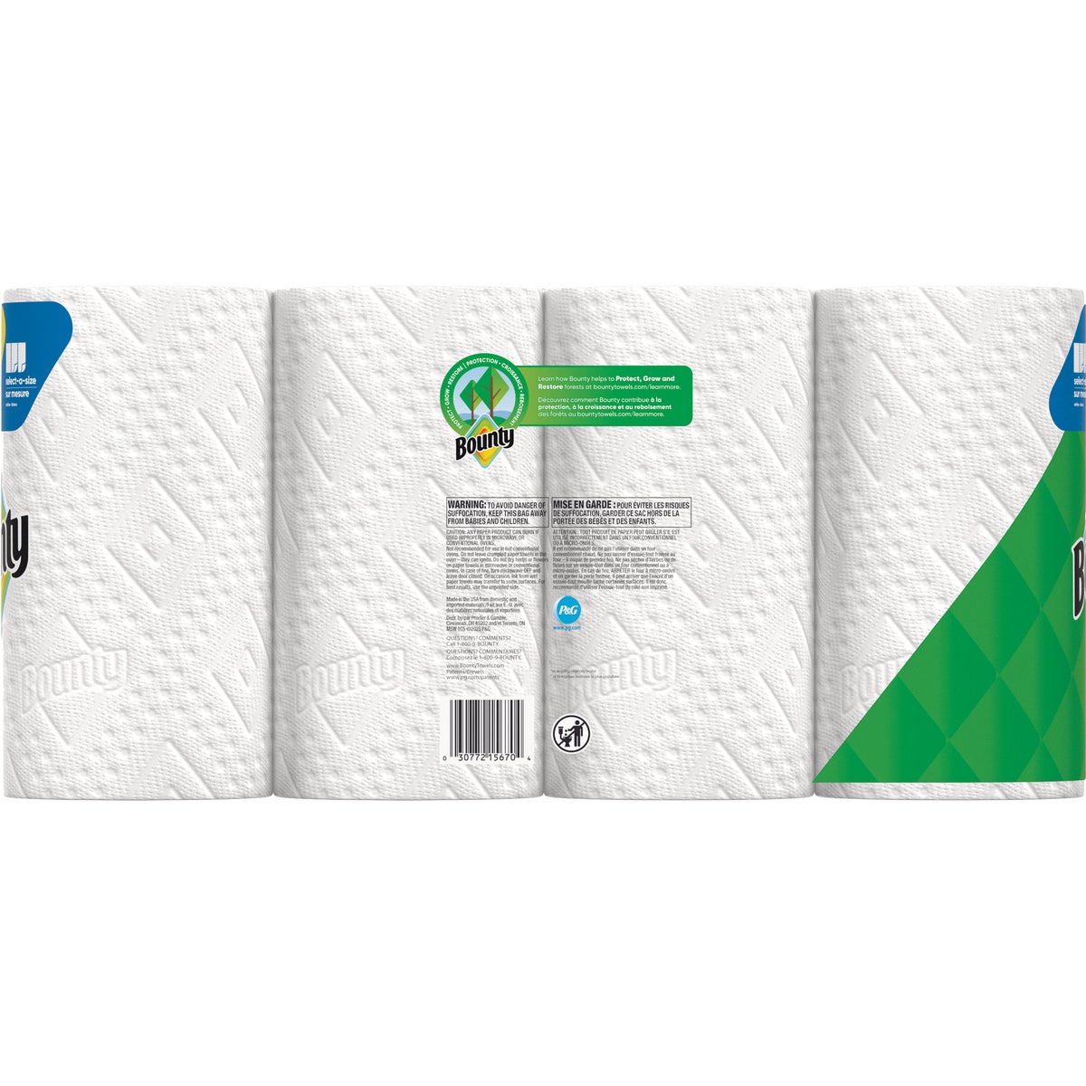 Bounty Paper Towels Select-A-Size White, 4 Double Plus Rolls, 103 Sheets Per Roll Image 4