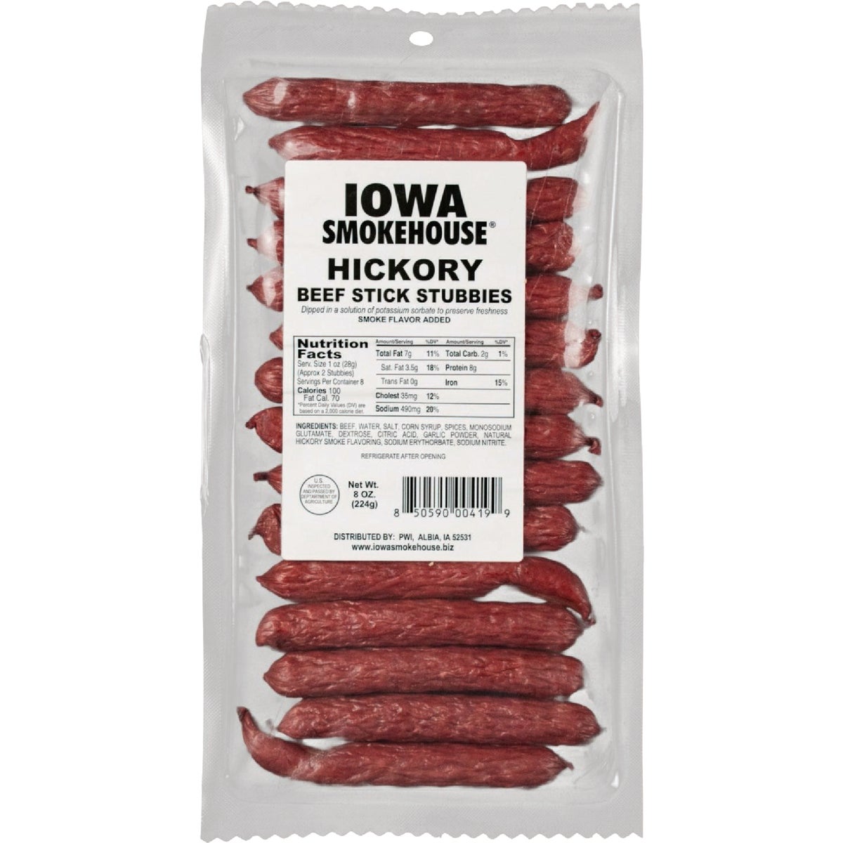 Iowa Smokehouse 8 Oz. Hickory Beef Stick Stubbies