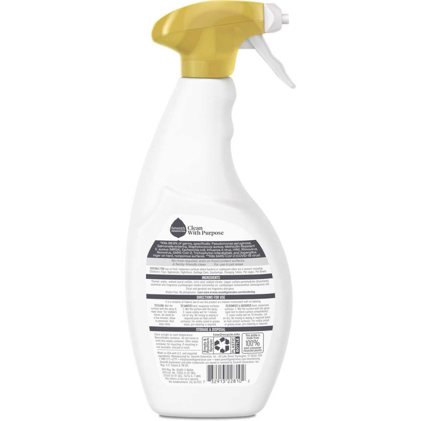 Seventh Generation 26 Oz. Lemongrass Citrus Disinfecting Multi-Surface Cleaner Image 2