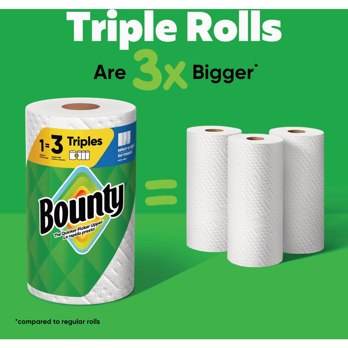 Bounty Paper Towels Select-A-Size White, 2 Triple Rolls, 123 Sheets Per Roll Image 3