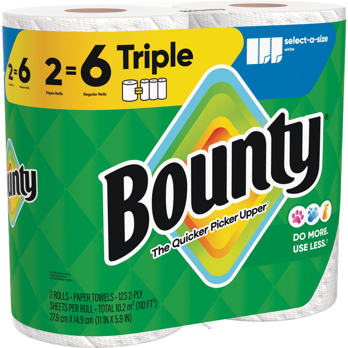 Bounty Paper Towels Select-A-Size White, 2 Triple Rolls, 123 Sheets Per Roll Image 4