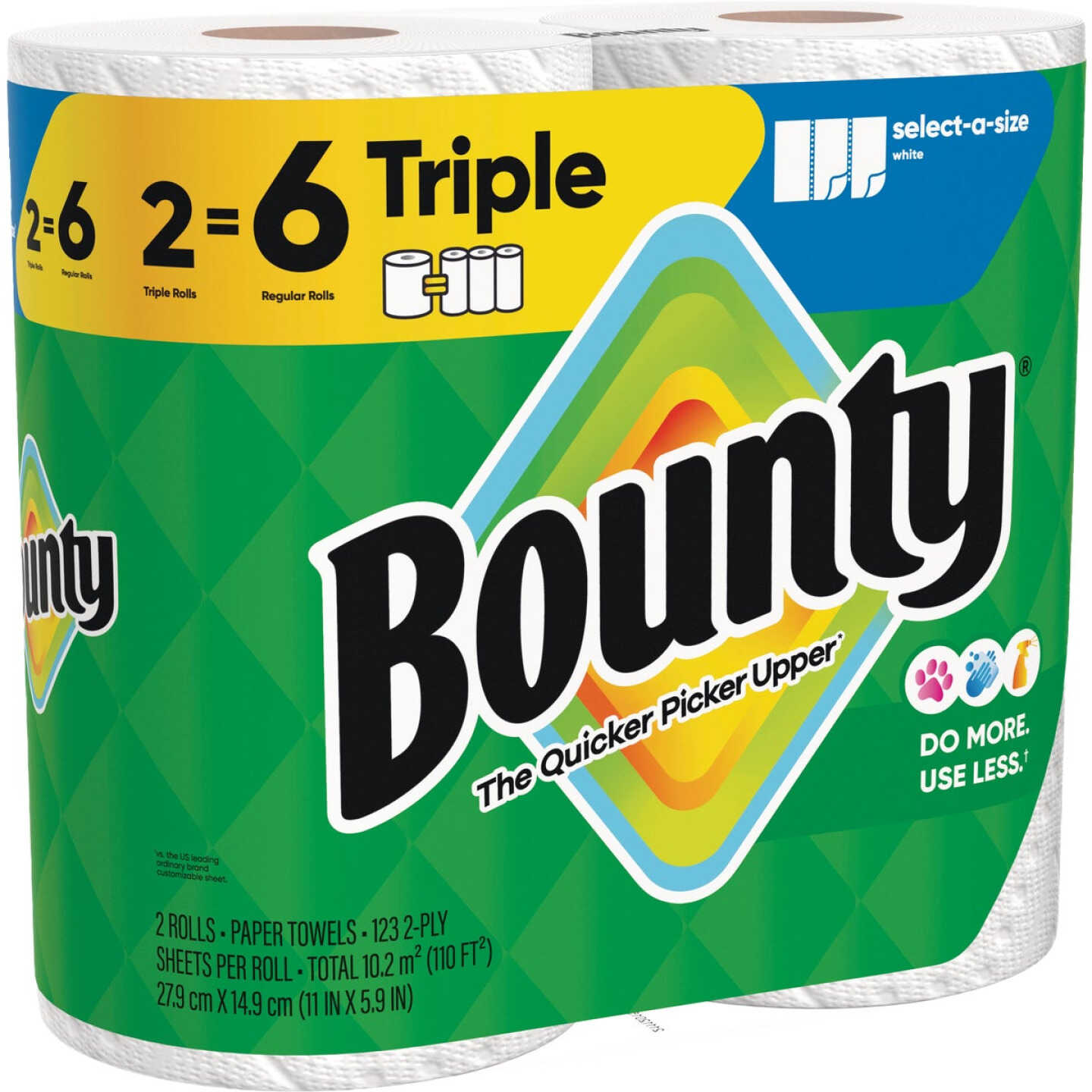 Bounty Paper Towels Select-A-Size White, 2 Triple Rolls, 123 Sheets Per Roll Image 4