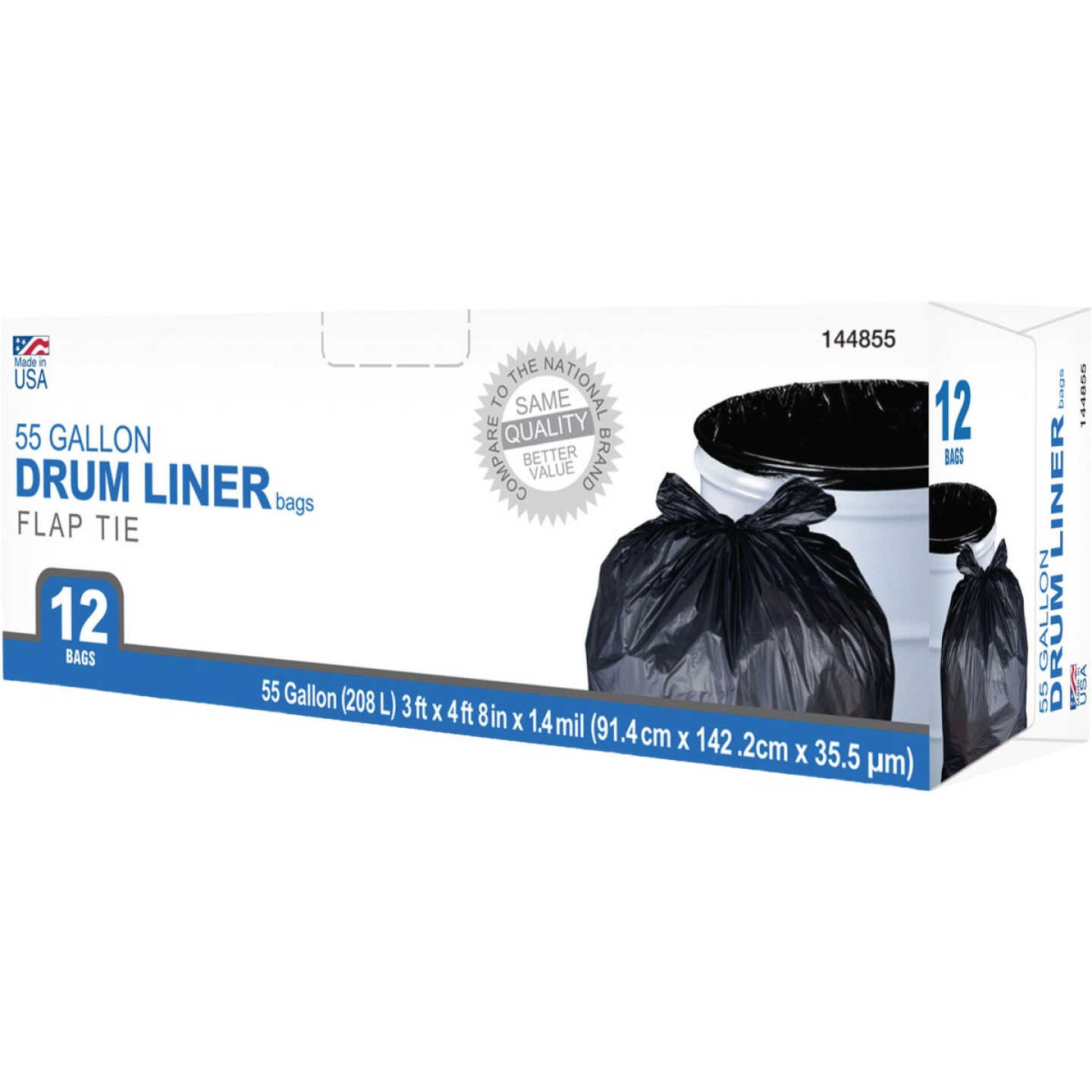 True Value 55 Gal. Black Wing Tie Drum Liner Trash Bags (12-Count) Image 1