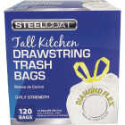 Steelcoat Diamond Flex 13 Gal. Unscented Tall Kitchen White Drawstring Trash Bag (120-Count) Image 1