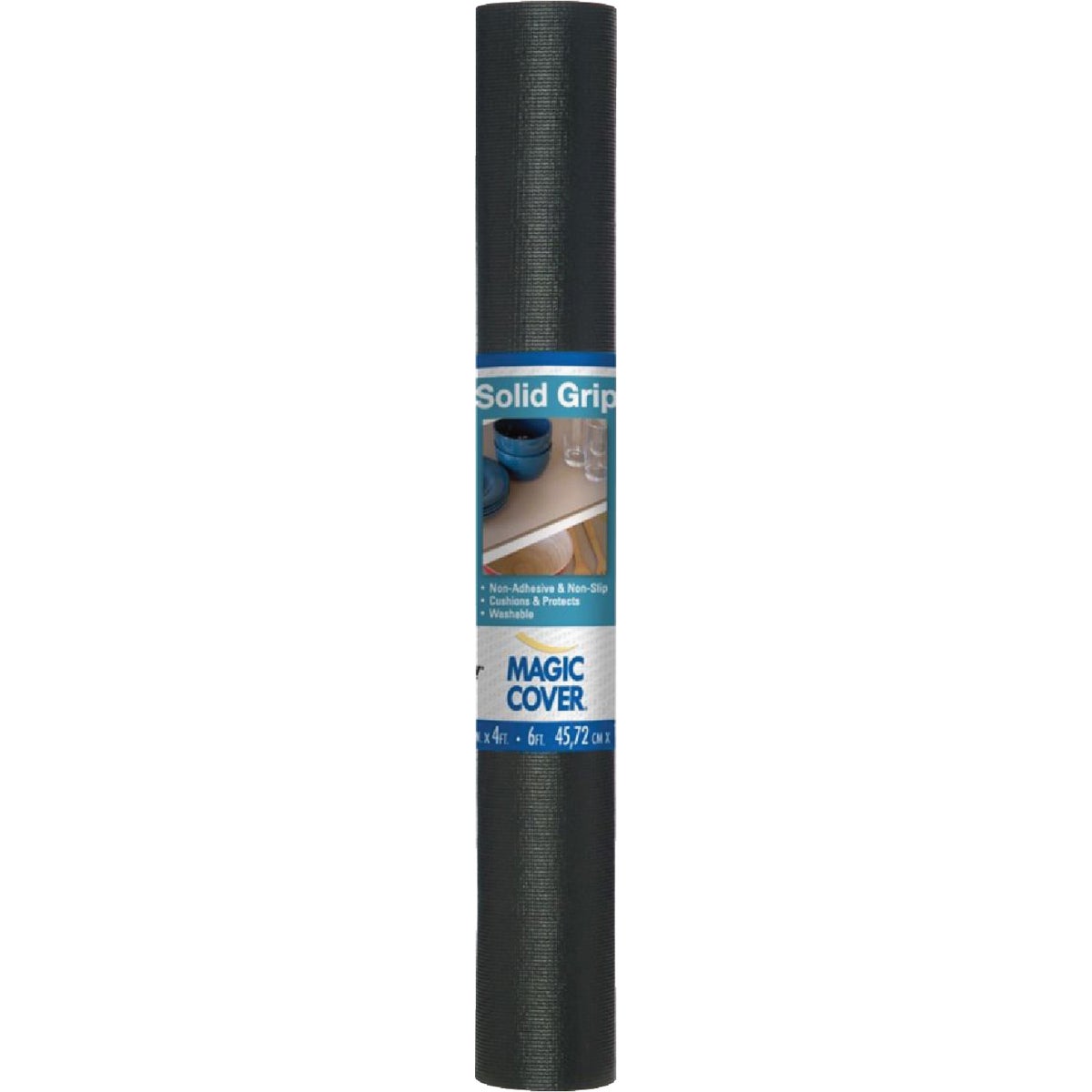 Magic Cover 18 In. x 4 Ft. Black Solid Grip Non-Adhesive Shelf Liner