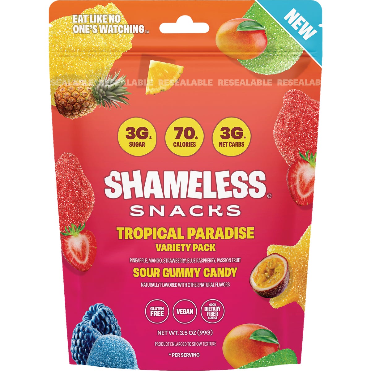 Shameless Snacks 3-1/2 Oz. Tropical Paradise Sour Gummy Candy