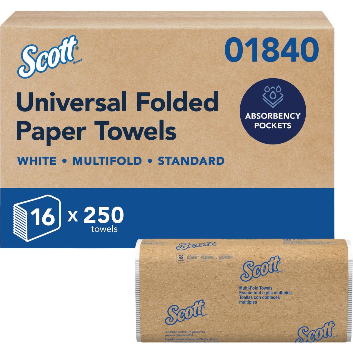 Scott 1-Ply White Folded Hand Towels (16-Pack, 250-Count)