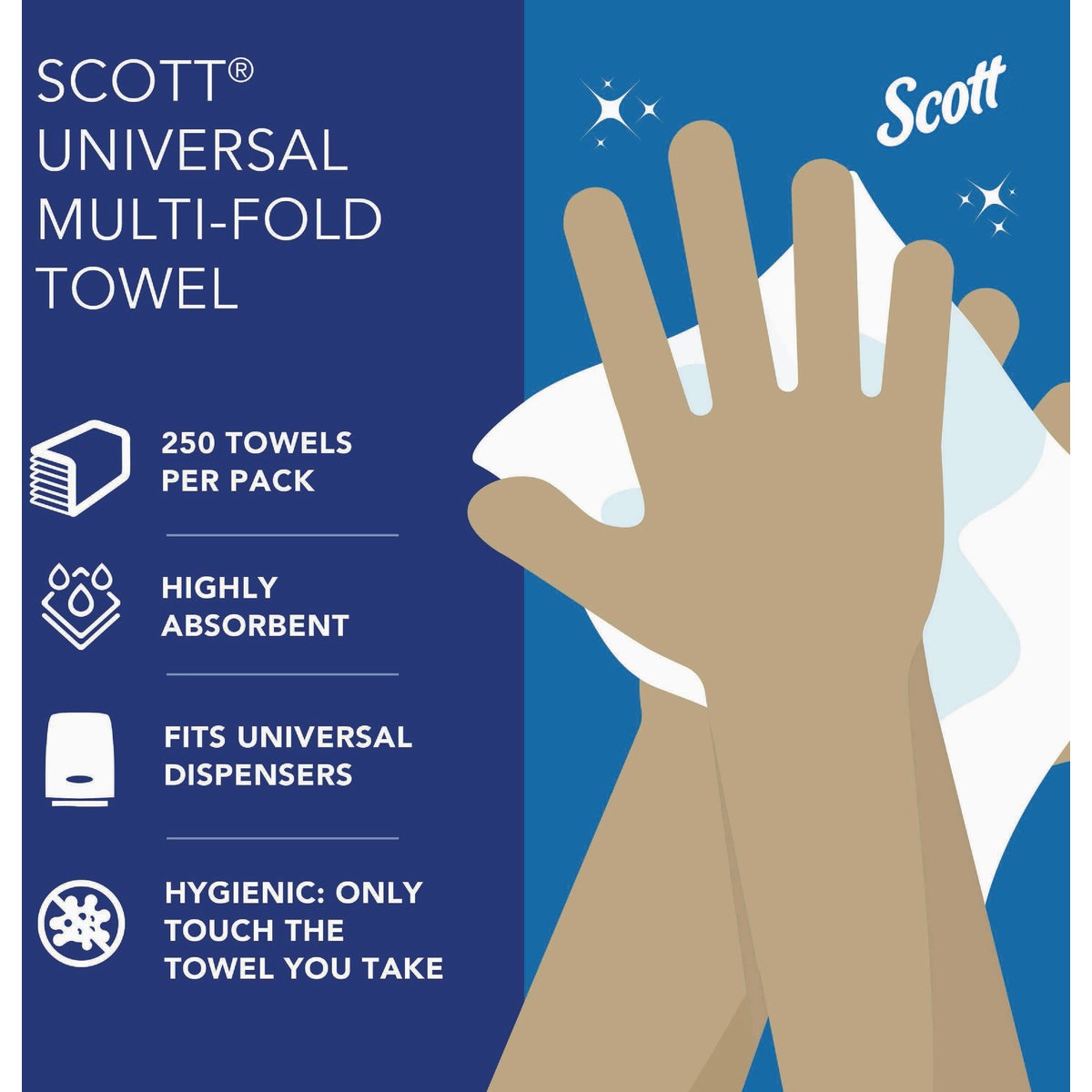 Scott 1-Ply White Folded Hand Towels (16-Pack, 250-Count) Image 3