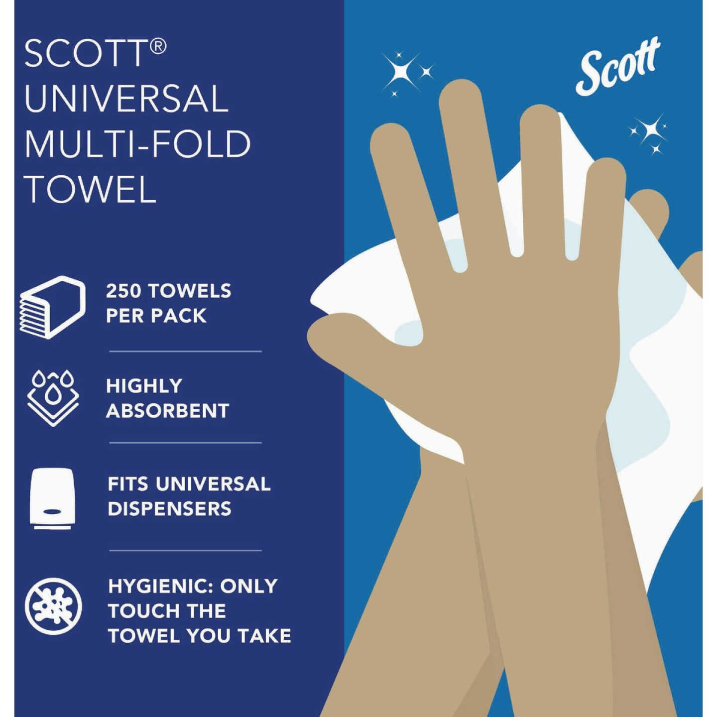 Scott 1-Ply White Folded Hand Towels (16-Pack, 250-Count) Image 3