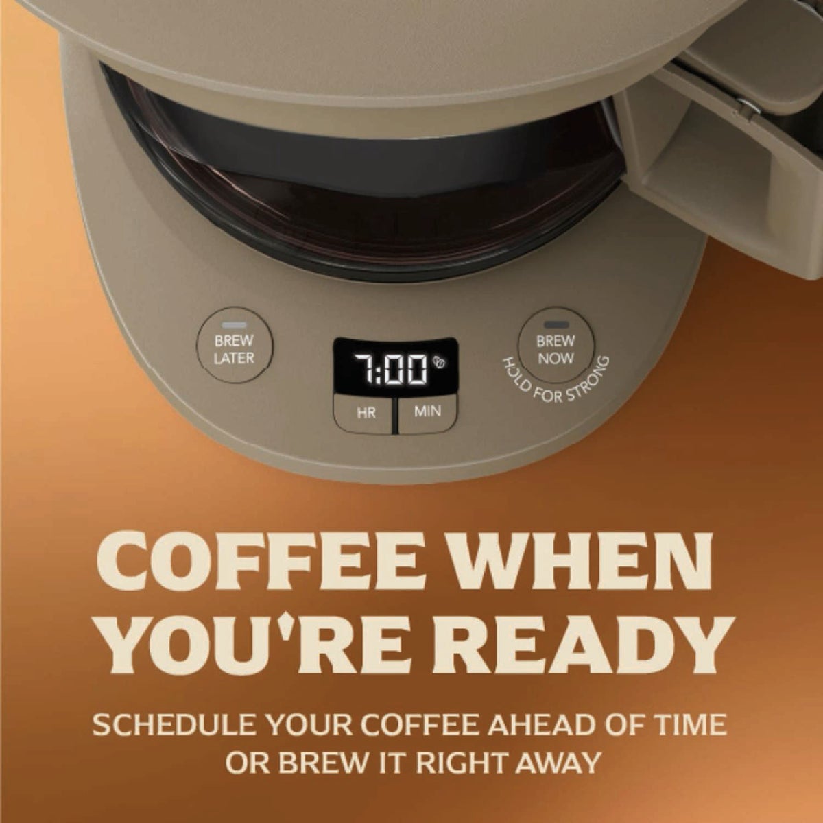 Mr. Coffee 12 Cup Programmable Coffee Maker with Strong Brew Mode, Chai Cream Image 3