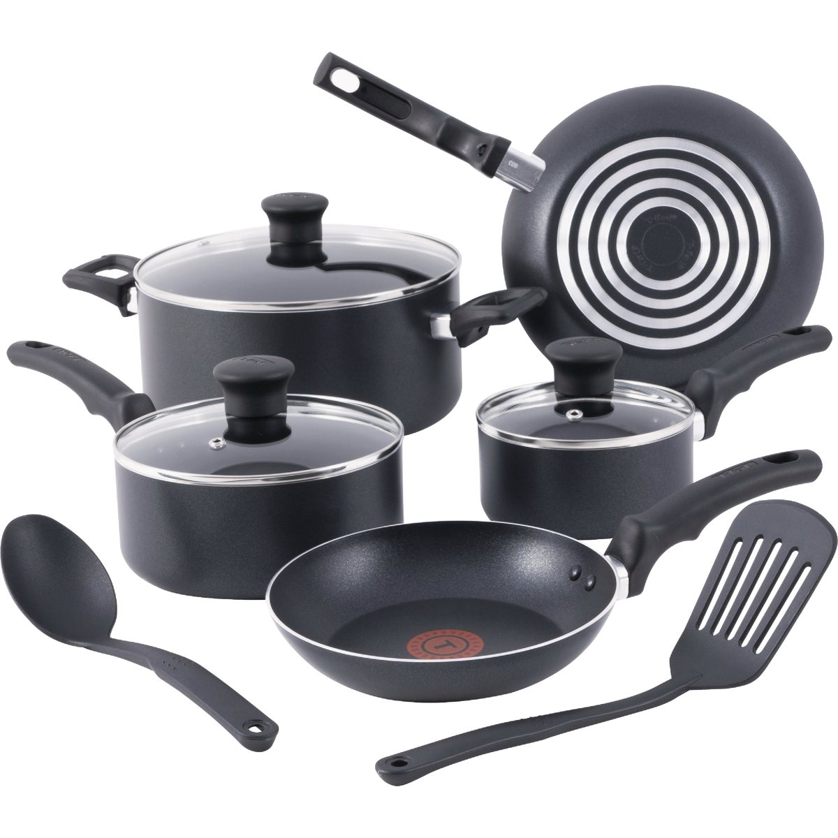 TFAL Essential Black Non-Stick Cookware Set (10-Piece)