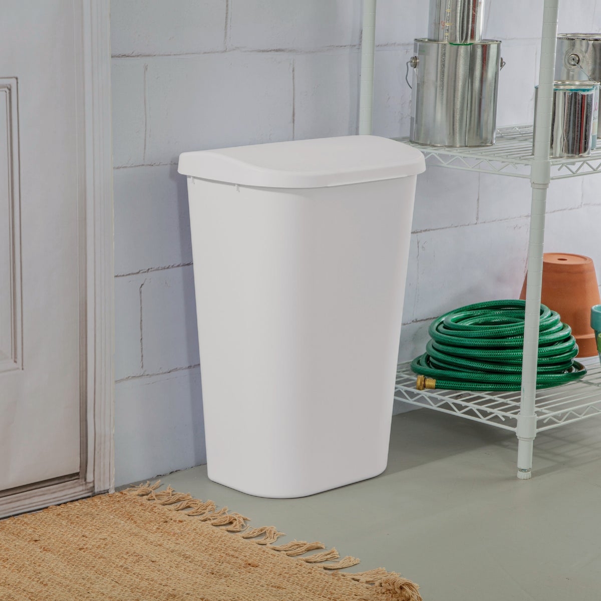 Sterilite 11.3 Gal. White LiftTop Wastebasket Image 2