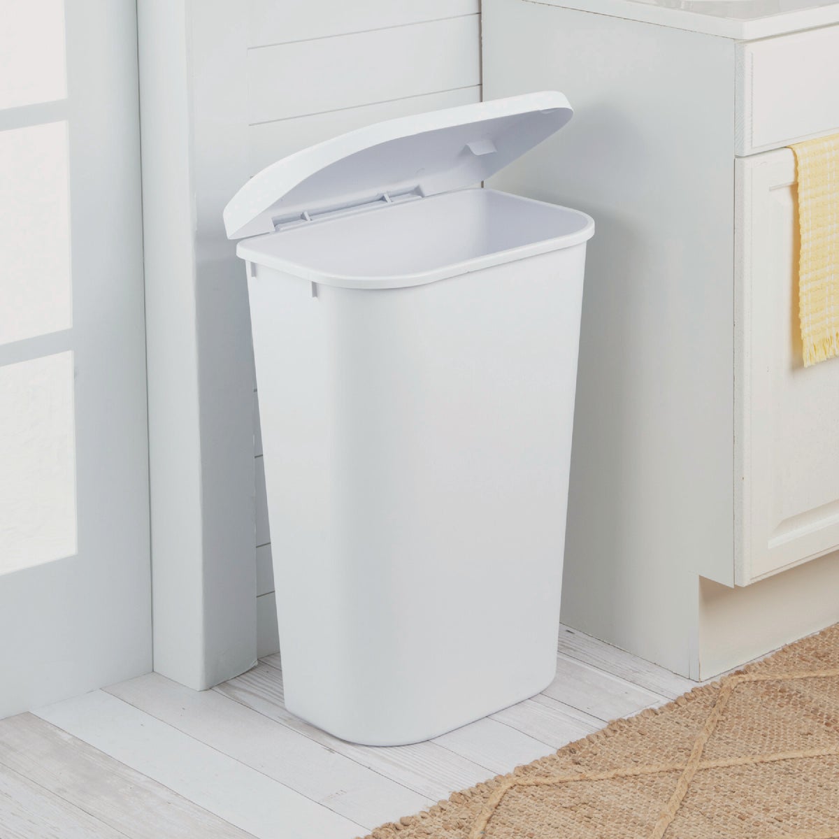 Sterilite 11.3 Gal. White LiftTop Wastebasket Image 3