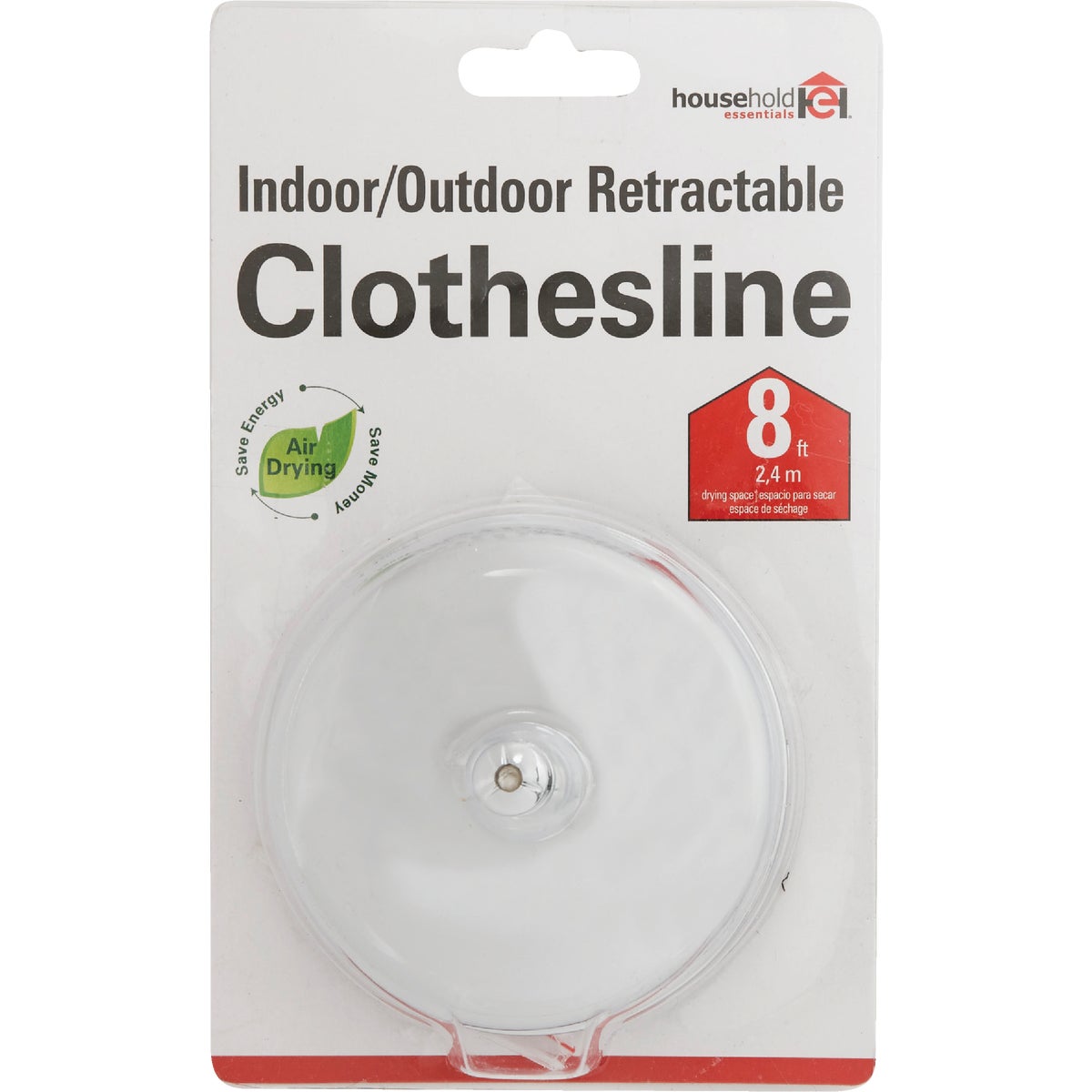 Household Essentials 8 Ft. 6.6 Lb. Capacity Stainless Steel Retractable Clothesline Image 2