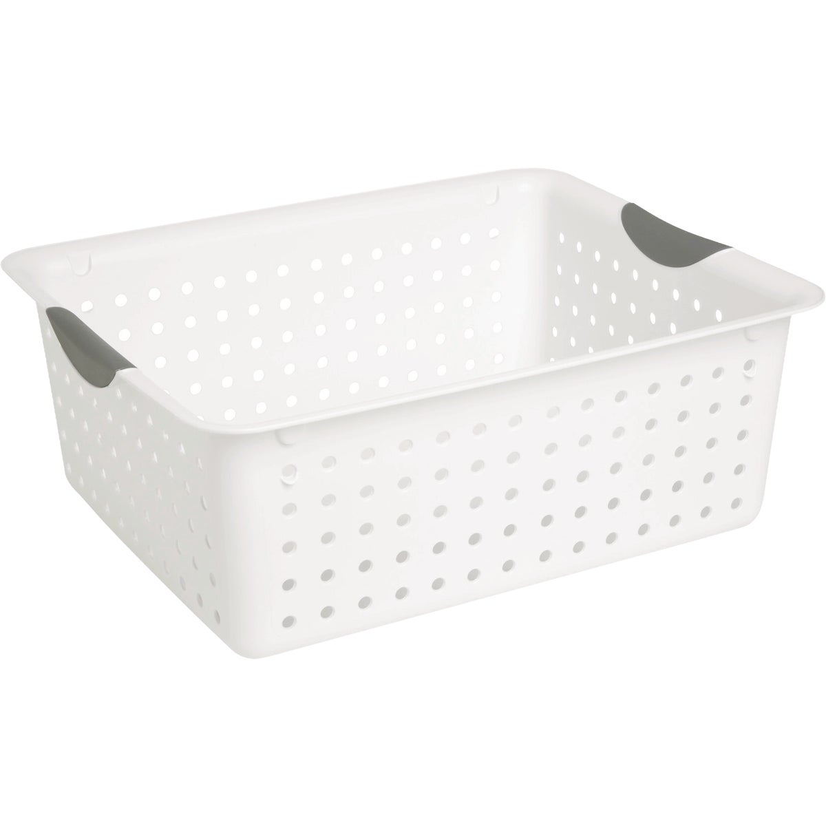 Sterilite Large White Ultra Basket with Gray Inserts in Handles