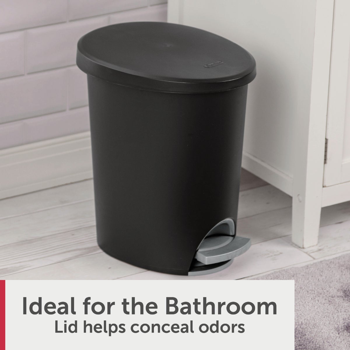 Sterilite 2.6 Gal. Black Ultra Step-On Wastebasket Image 2