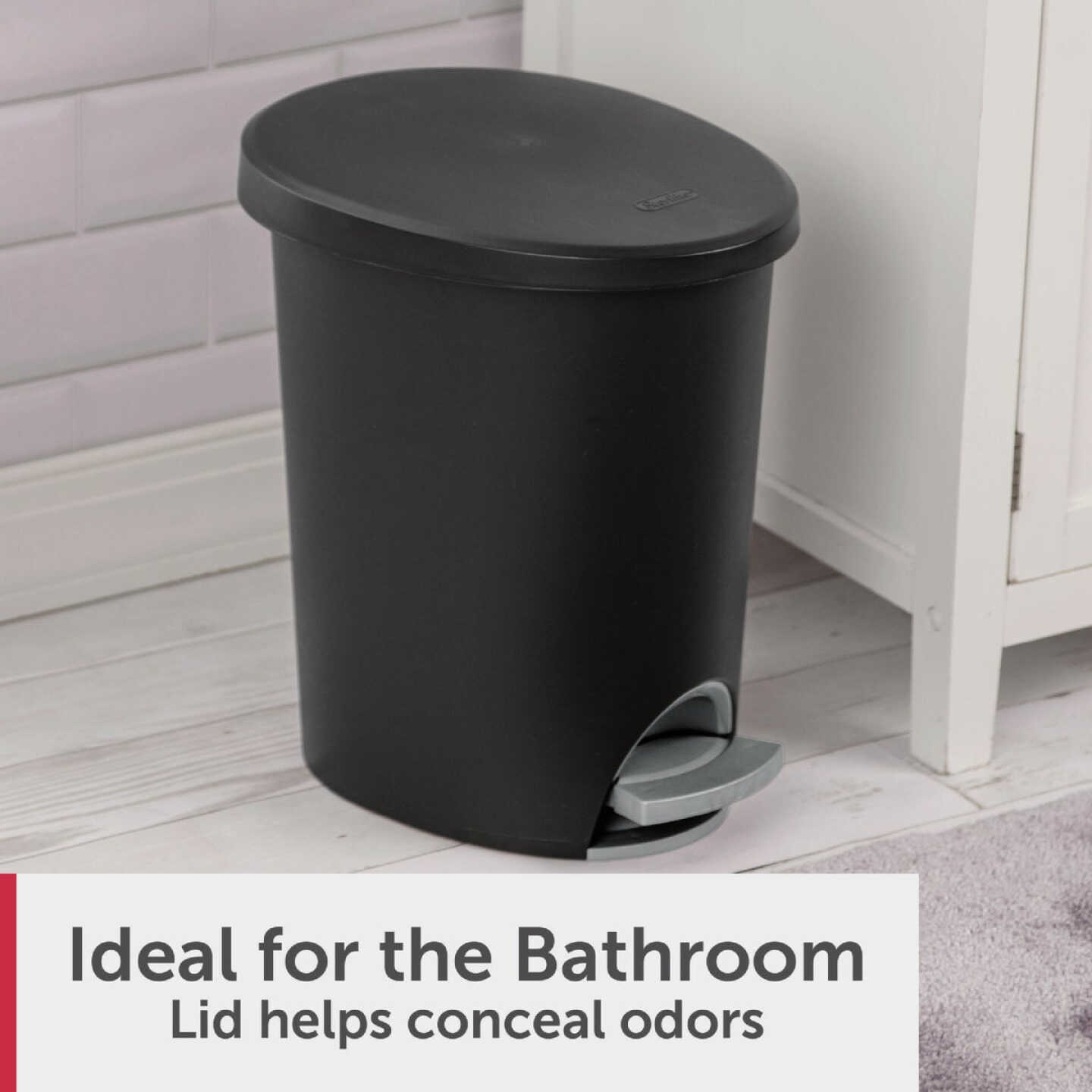 Sterilite 2.6 Gal. Black Ultra Step-On Wastebasket Image 2