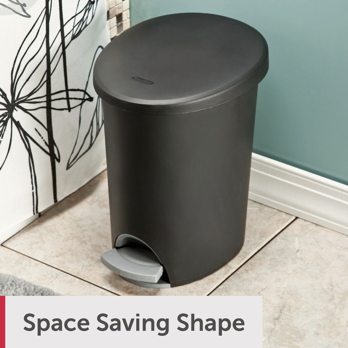 Sterilite 2.6 Gal. Black Ultra Step-On Wastebasket Image 4