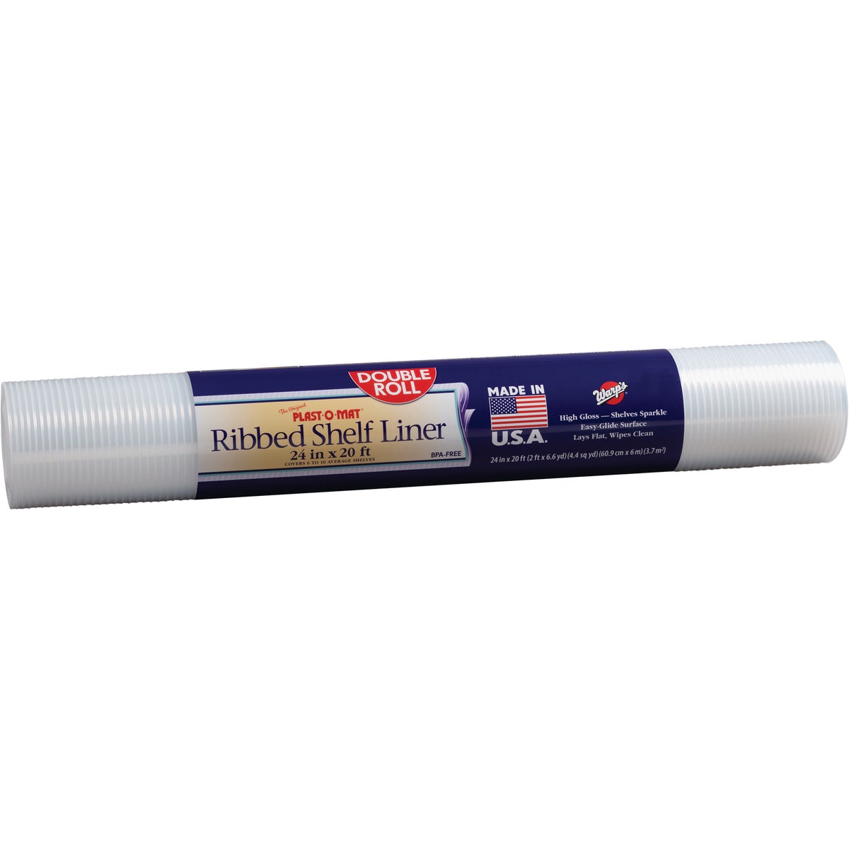 Warp's Plast-O-Mat 24 In. x 20 Ft. Clear Ribbed Non-Adhesive Shelf Liner (Double Roll)