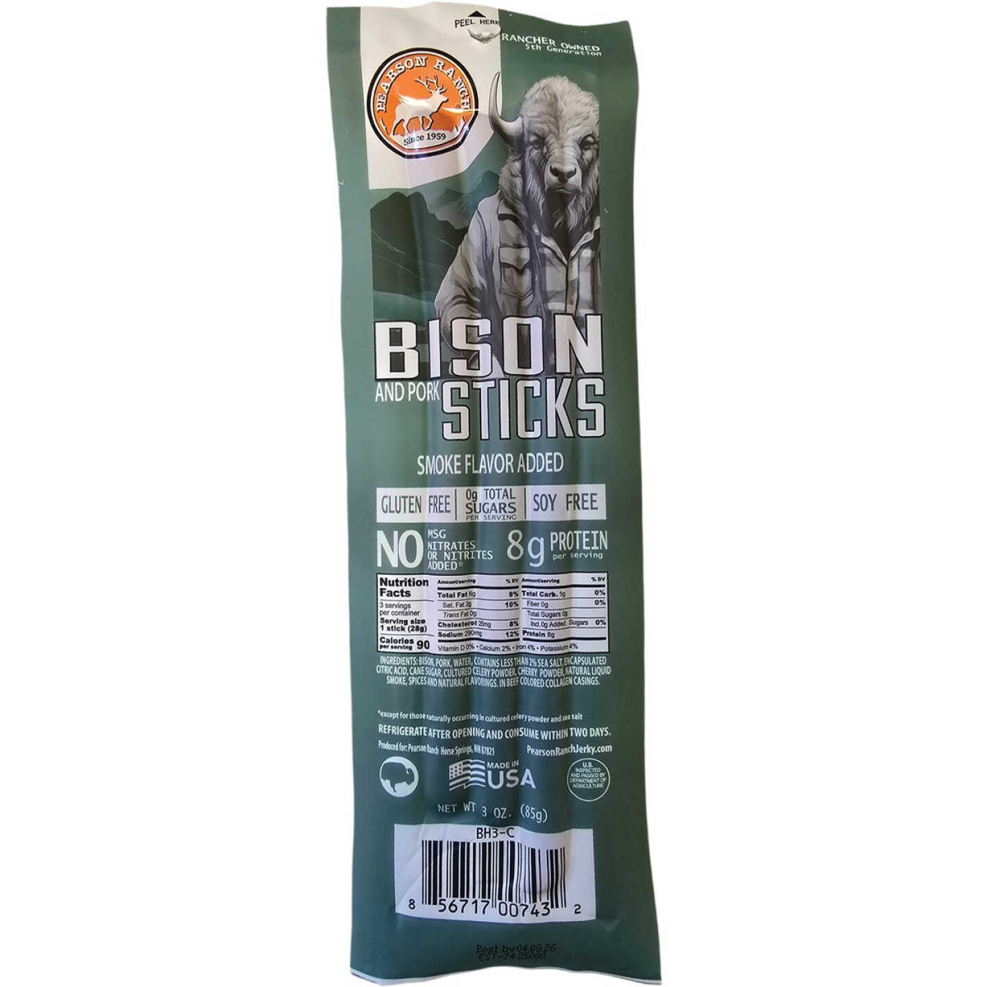 Pearson Ranch Jerky 3 Oz. Bison Snack Stick Image 1
