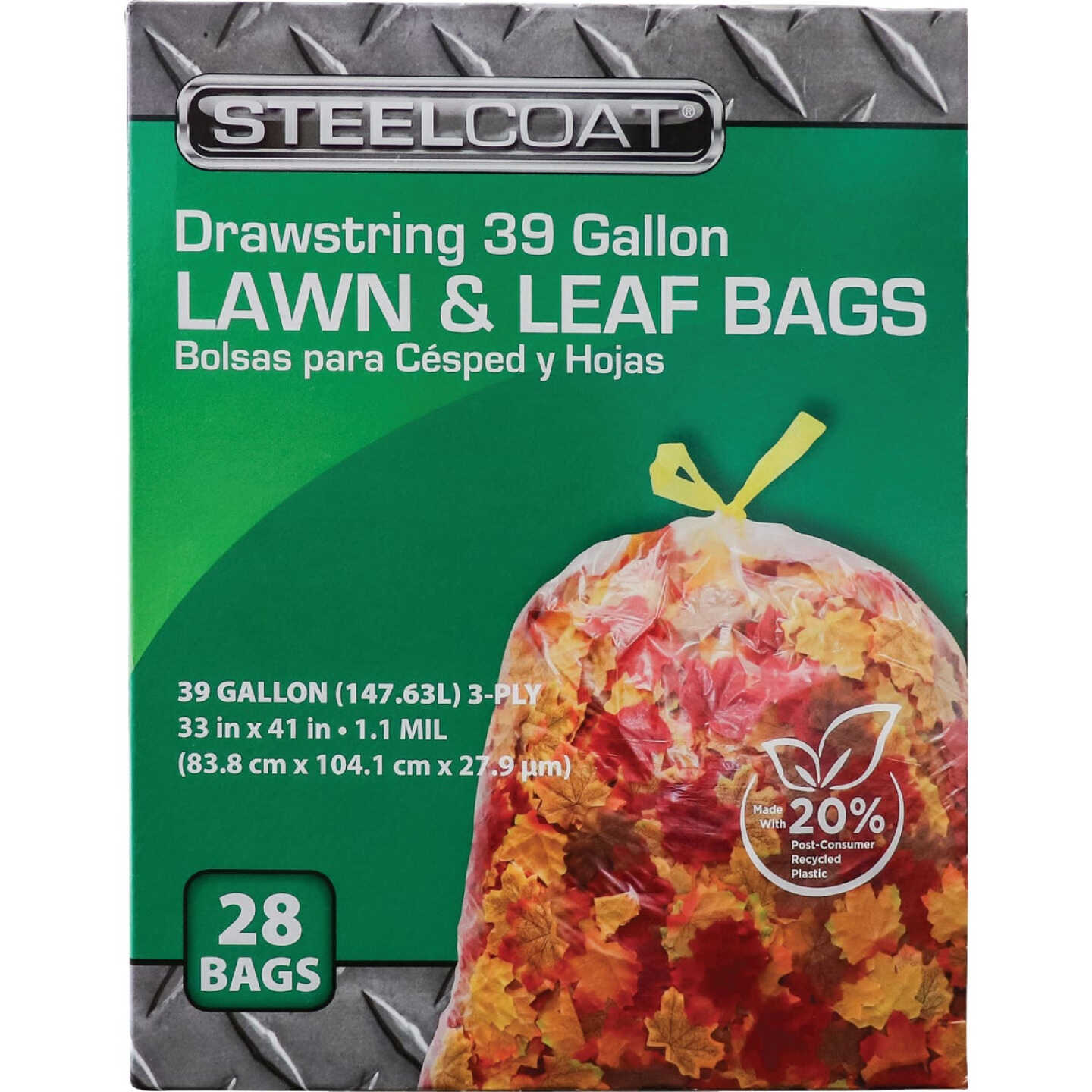 Steelcoat 39 Gal. Clear Lawn & Leaf Drawstring Trash Bag (28-Count) Image 2