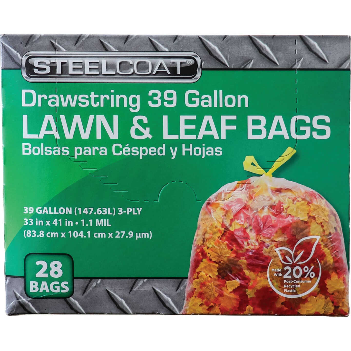 Steelcoat 39 Gal. Clear Lawn & Leaf Drawstring Trash Bag (28-Count) Image 1