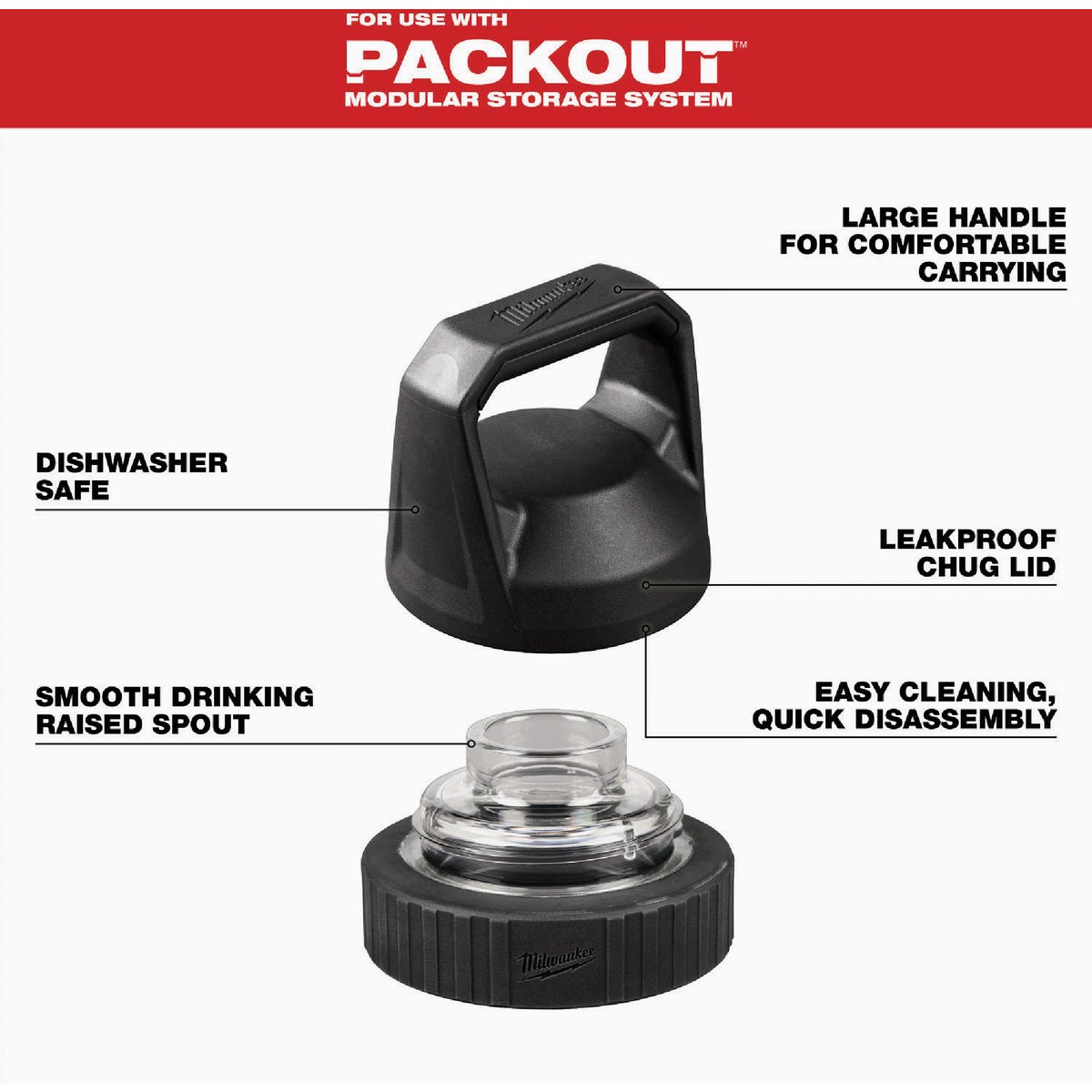 Milwaukee Chug Lid for PACKOUT Bottles Image 2