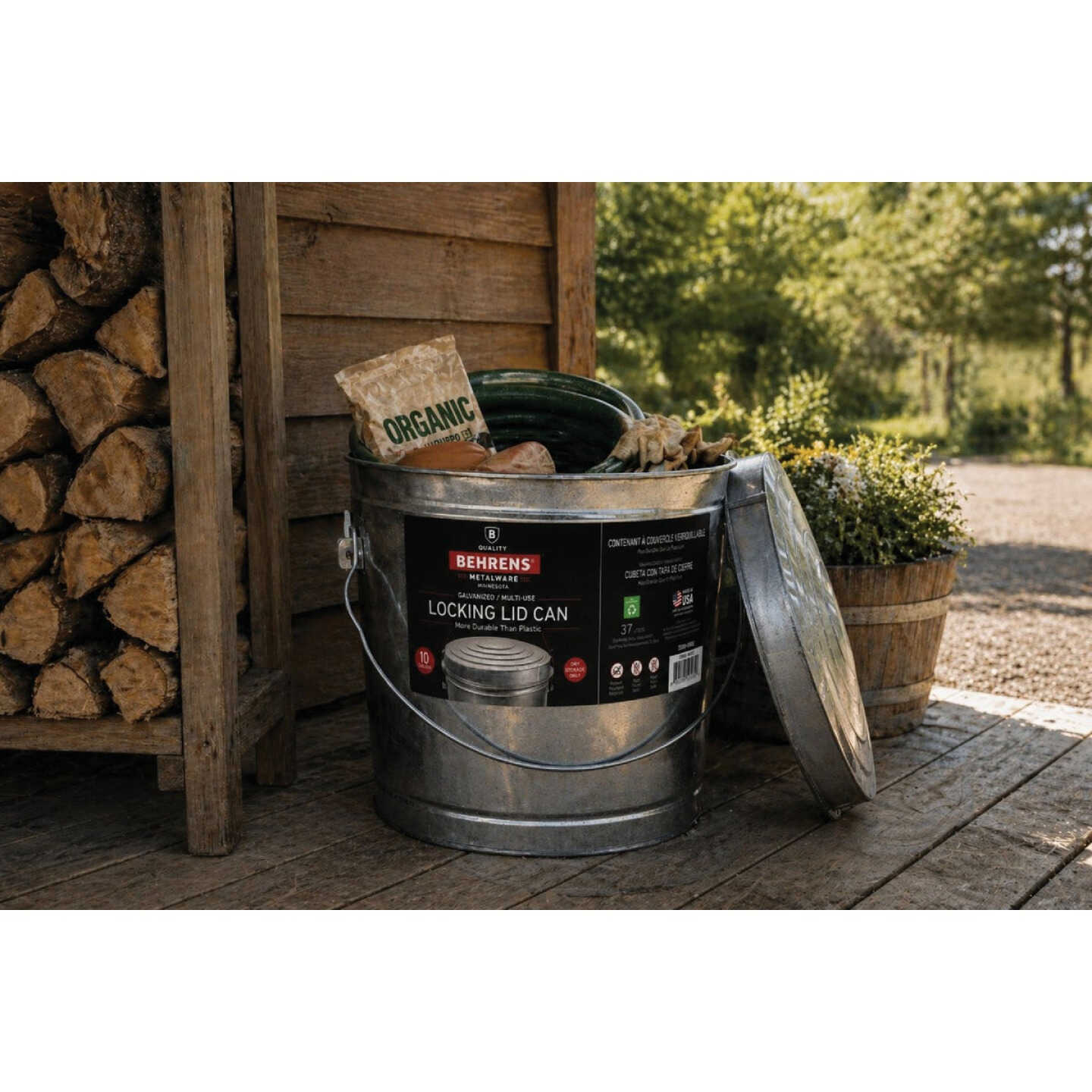 Behrens 10 Gal. Galvanized Locking Lid Trash Can with Lid Image 5
