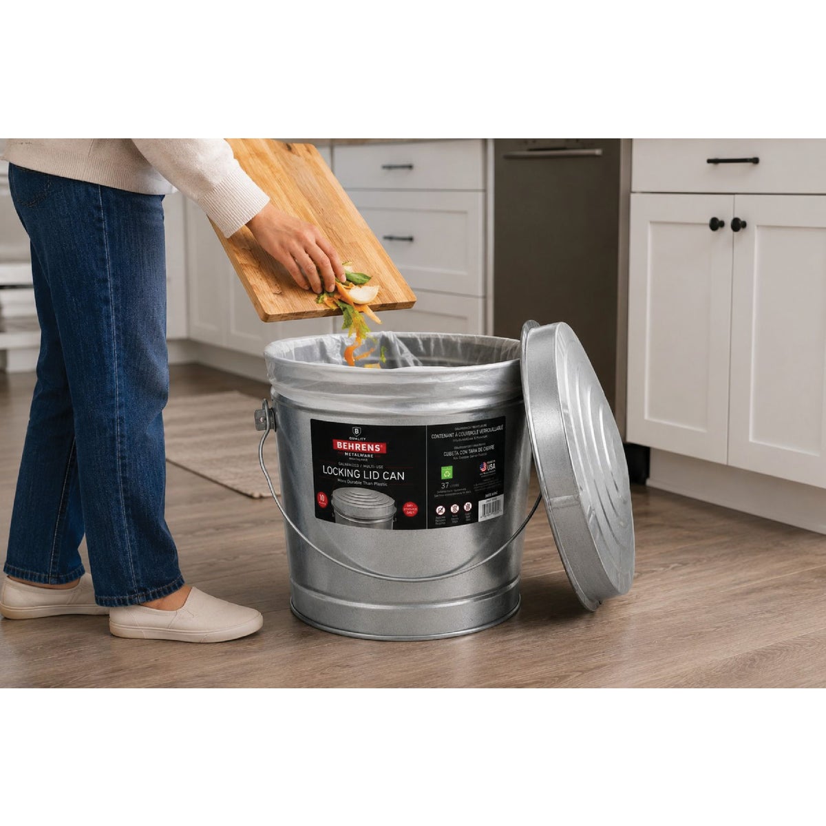 Behrens 10 Gal.  Galvanized Locking Lid Trash Can with Lid Image 2
