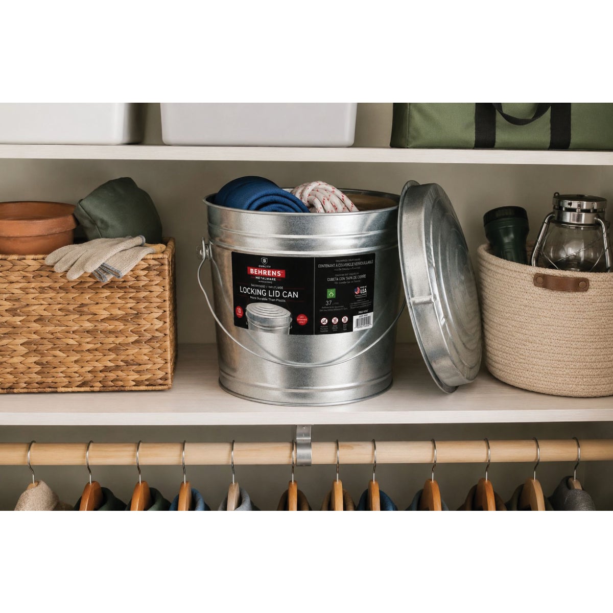 Behrens 10 Gal.  Galvanized Locking Lid Trash Can with Lid Image 3