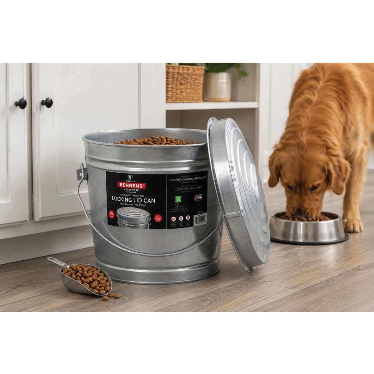 Behrens 10 Gal.  Galvanized Locking Lid Trash Can with Lid Image 6