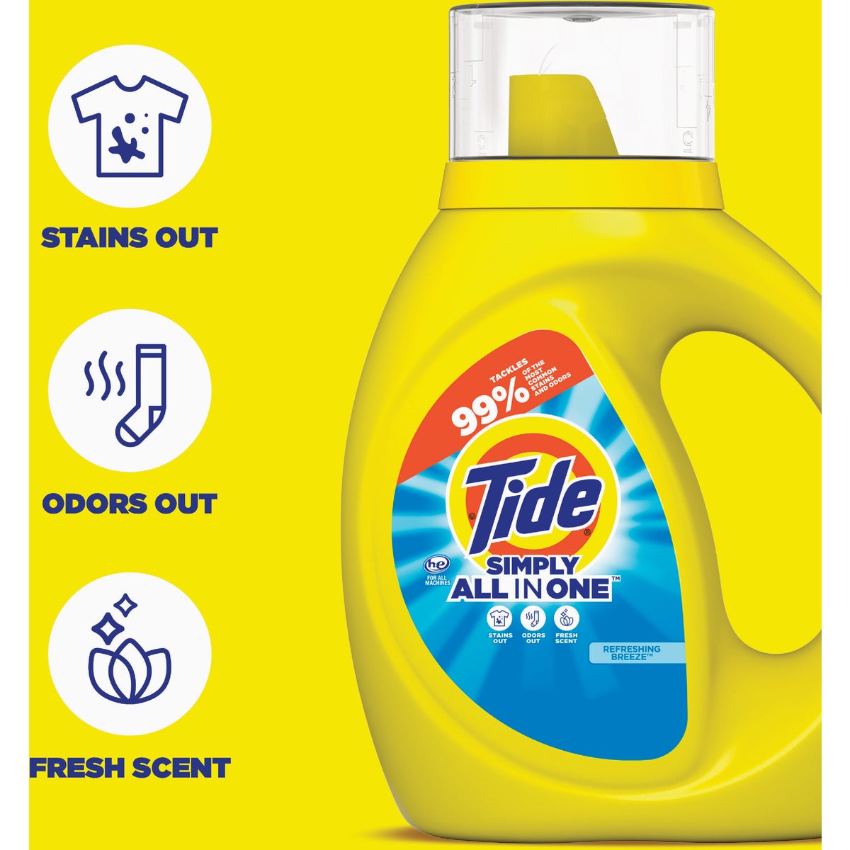 Tide 31 Oz. 24 Load Simply Liquid Laundry Detergent, Refreshing Breeze Scent Image 3