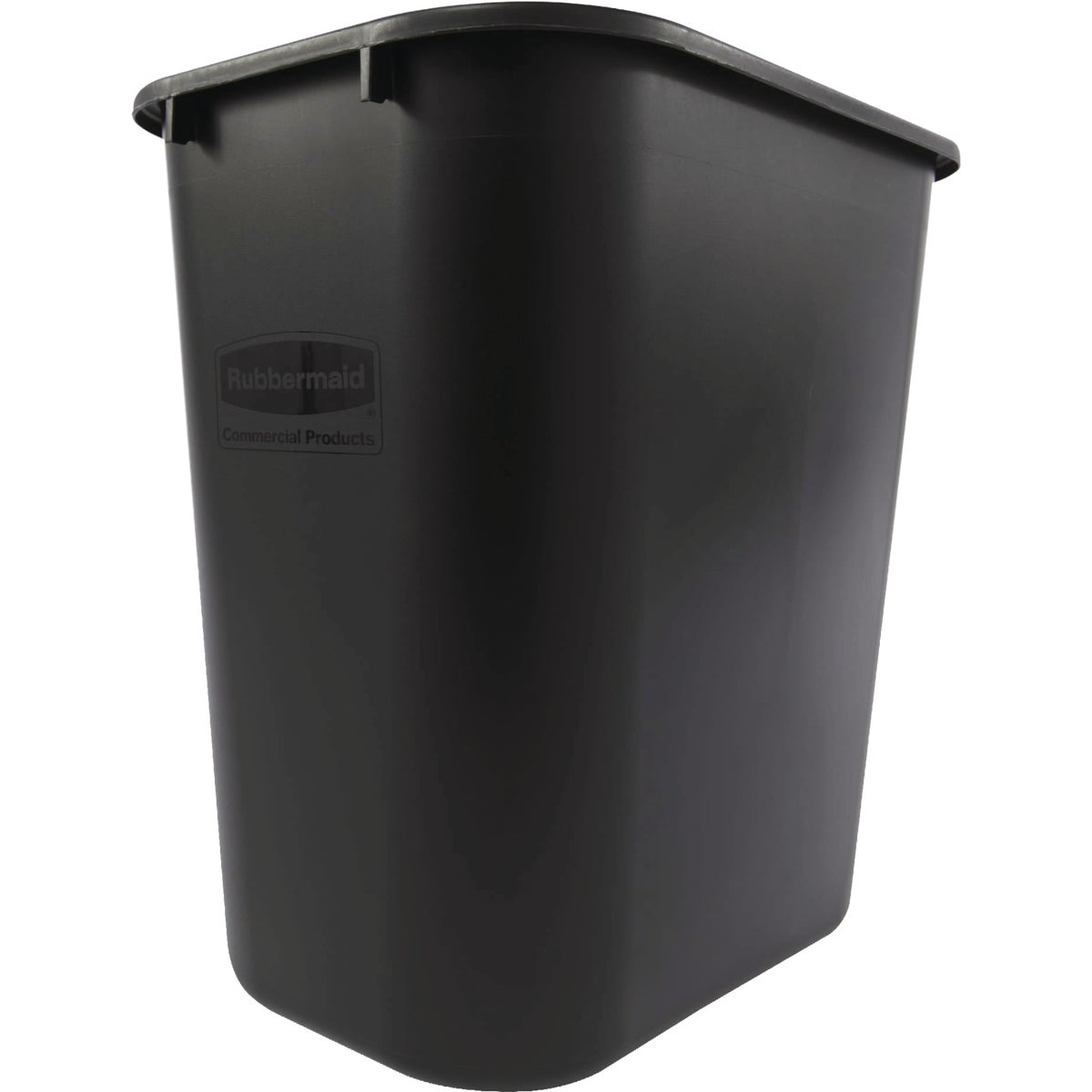 Rubbermaid Commercial 28-1/8 Qt. Black Rectangle Office Wastebasket Image 4