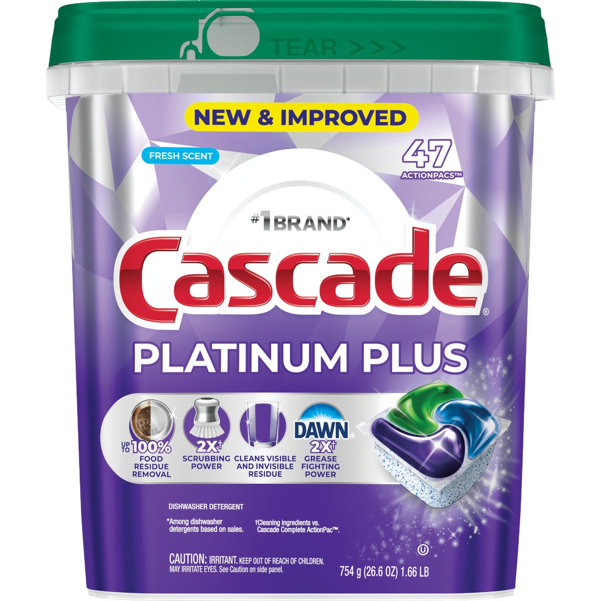 Cascade Platinum Plus Action Pacs Dishwasher Detergent (47-Count) Image 1